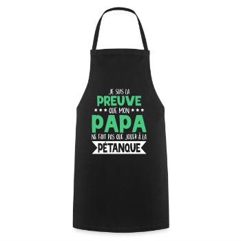 Papa Ne Fait Pas Que Jouer À La Pétanque - Tablier de cuisine - noir - Devant - AI Model Male 185 dark (185cm)