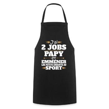 2 Jobs Papy Et Petits Enfants Humour Papy - Tablier de cuisine - noir - Devant - AI Model Male 185 dark (185cm)