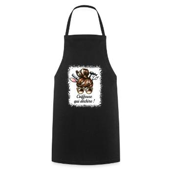 Chignon Coiffeuse Qui Déchire Super Coiffeuse - Tablier de cuisine - noir - Devant - AI Model Male 185 dark (185cm)