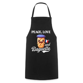 Peace, Love and Baguette, Proud to Be French - Cooking Apron - black - Front - AI Model Male 185 dark (185cm)