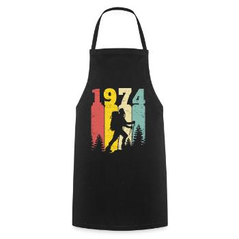 Retro Year 1974 Hiker 50 Years Anniversary - Cooking Apron - black - Front - AI Model Male 185 dark (185cm)