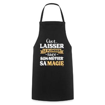 Plumber does his magic Plumber Humor - Cooking Apron - black - Front - AI Model Male 185 dark (185cm)
