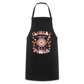 Phrase Positive Années 70 et 80 Fleurs - Tablier de cuisine - noir - Devant - AI Model Male 185 dark (185cm)