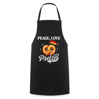 Peace Love Adores German Pretzel - Cooking Apron - black - Front - AI Model Male 185 dark (185cm)