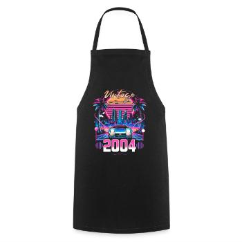 Synthwave Retro 20th Anniversary 2004 - Cooking Apron - black - Front - AI Model Male 185 dark (185cm)