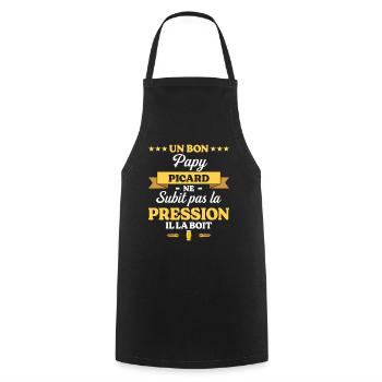 Papy Picard Grand-Père Humour Papy - Tablier de cuisine - noir - Devant - AI Model Male 185 dark (185cm)