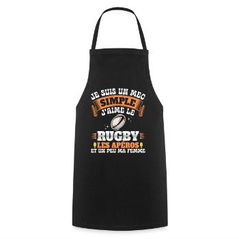 Rugbyman Humour Homme Rugby Et Apéro - Tablier de cuisine - noir - Devant - AI Model Male 185 dark (185cm)