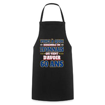 Supporter De Lyon Anniversaire 60 Ans - Tablier de cuisine - noir - Devant - AI Model Male 185 dark (185cm)