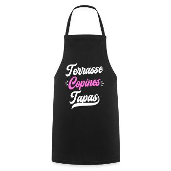 Soirée Femme Terrasse Copines Tapas - Tablier de cuisine - noir - Devant - AI Model Male 185 dark (185cm)