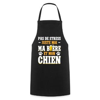 Père Humour Apéro Bière Papa Chien - Tablier de cuisine - noir - Devant - AI Model Male 185 dark (185cm)