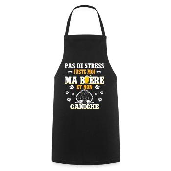 Humour Apéro Bière Papa Chien Caniche - Tablier de cuisine - noir - Devant - AI Model Male 185 dark (185cm)