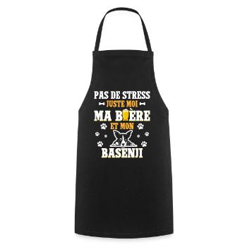 Humour Apéro Bière Papa Chien Basenji - Tablier de cuisine - noir - Devant - AI Model Male 185 dark (185cm)