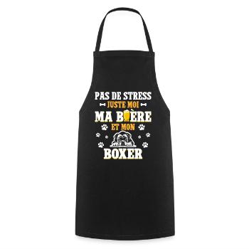 Humour Apéro Bière Papa Chien Boxer - Tablier de cuisine - noir - Devant - AI Model Male 185 dark (185cm)