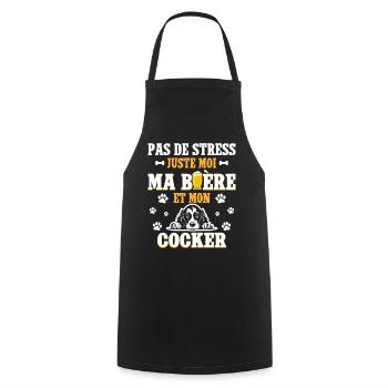 Humour Apéro Bière Papa Chien Cocker - Tablier de cuisine - noir - Devant - AI Model Male 185 dark (185cm)
