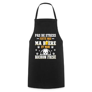 Humour Bière Papa Chien Bichon Frisé - Tablier de cuisine - noir - Devant - AI Model Male 185 dark (185cm)