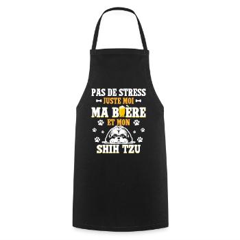 Humour Apéro Bière Papa Chien Shih Tzu - Tablier de cuisine - noir - Devant - AI Model Male 185 dark (185cm)