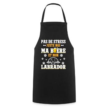 Humour Apéro Bière Papa Chien Labrador - Tablier de cuisine - noir - Devant - AI Model Male 185 dark (185cm)