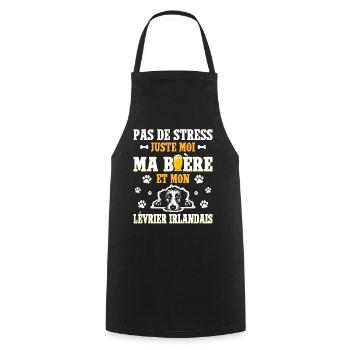 Humour Bière Papa Chien Lévrier Irlandais - Tablier de cuisine - noir - Devant - AI Model Male 185 dark (185cm)