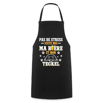 Humour Apéro Bière Papa Chien Teckel - Tablier de cuisine - noir - Devant - AI Model Male 185 dark (185cm)