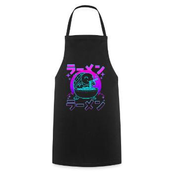 Retro Kawaii Ramen Sea Turtle - Cooking Apron - black - Front - AI Model Male 185 dark (185cm)