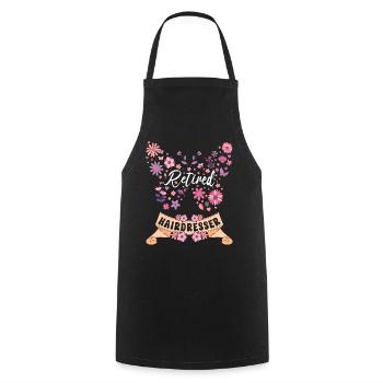 Retired Female Hairdresser Retirement - Cooking Apron - black - Front - AI Model Male 185 dark (185cm)