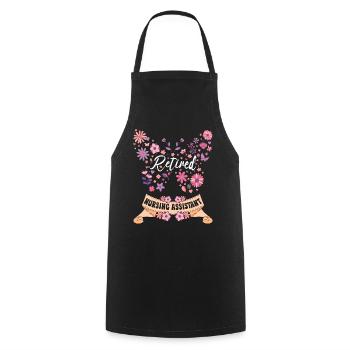Retired Female Nursing Assistant Retirement - Cooking Apron - black - Front - AI Model Male 185 dark (185cm)