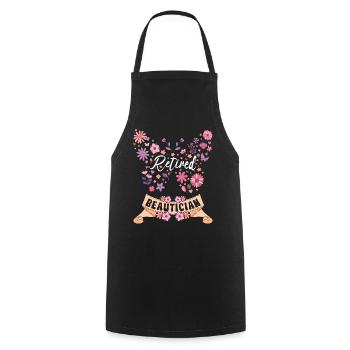 Retired Female Beautician Retirement - Cooking Apron - black - Front - AI Model Male 185 dark (185cm)