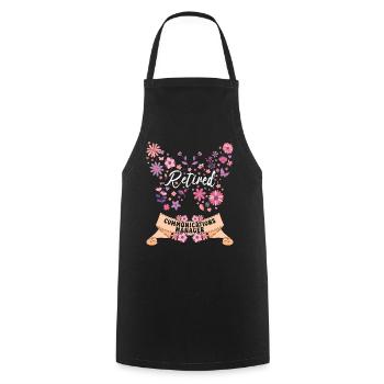 Retired Woman Retirement Communication Officer - Cooking Apron - black - Front - AI Model Male 185 dark (185cm)