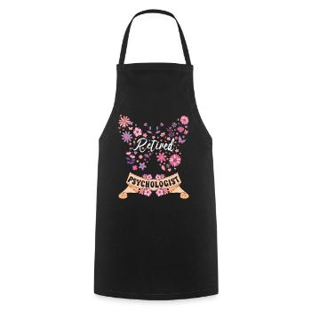 Retired Female Psychologist Retirement - Cooking Apron - black - Front - AI Model Male 185 dark (185cm)