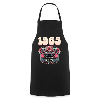 Cassette 1965 Anniversaire Femme 60 Ans - Tablier de cuisine - noir - Devant - AI Model Male 185 dark (185cm)