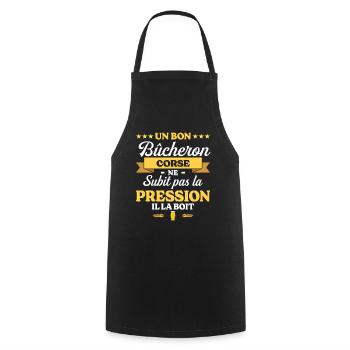 Bûcheron Corse Humour Bûcheron - Tablier de cuisine - noir - Devant - AI Model Male 185 dark (185cm)
