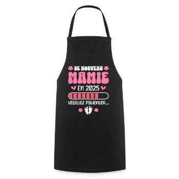 Grossesse Grand Mère Encore Mamie 2025 - Tablier de cuisine - noir - Devant - AI Model Male 185 dark (185cm)