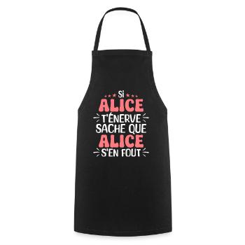 Nom Humour Prénom Personnalisé Alice - Tablier de cuisine - noir - Devant - AI Model Male 185 dark (185cm)