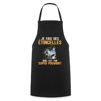 Étincelles Super Pouvoir Humour Soudeur - Tablier de cuisine - noir - Devant - AI Model Male 185 dark (185cm)