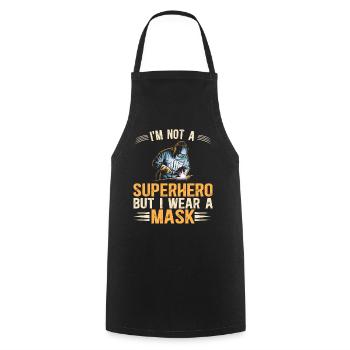 Superhero Humor Welder - Cooking Apron - black - Front - AI Model Male 185 dark (185cm)
