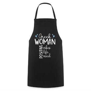 Fille Positive Femme Grecque - Tablier de cuisine - noir - Devant - AI Model Male 185 dark (185cm)