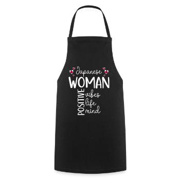 Fille Positive Femme Japonaise - Tablier de cuisine - noir - Devant - AI Model Male 185 dark (185cm)