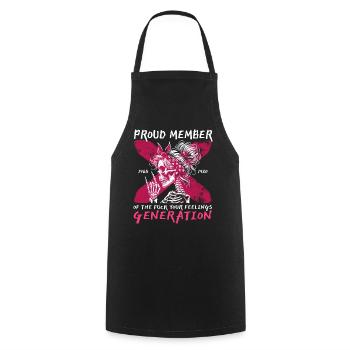Frau Totenkopf Humor Generation X - Kochschürze - Schwarz - Vorne - AI Model Male 185 dark (185cm)