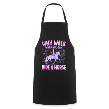 Équitation Cheval Fille Femme Cavalière - Tablier de cuisine - noir - Devant - AI Model Male 185 dark (185cm)