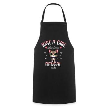 Fille Adore Chat Bengal - Tablier de cuisine - noir - Devant - AI Model Male 185 dark (185cm)