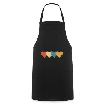 Cadeau vintage coeur d'amour - Tablier de cuisine - noir - Devant - AI Model Male 185 dark (185cm)