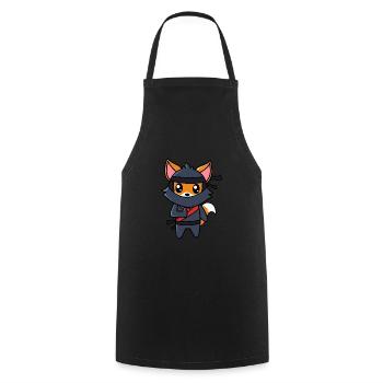 Fuchs Ninja. - Kochschürze - Schwarz - Vorne - AI Model Male 185 dark (185cm)