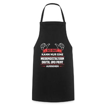 Mediengestalterin Digital Print Design für Profis - Kochschürze - Schwarz - Vorne - AI Model Male 185 dark (185cm)