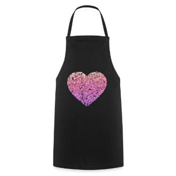 Pink floral heart - Cooking Apron - black - Front - AI Model Male 185 dark (185cm)