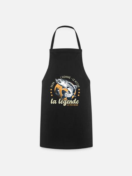 papa homme mythe légende pêche cadeau papa pêcheur - Tablier de cuisine - noir