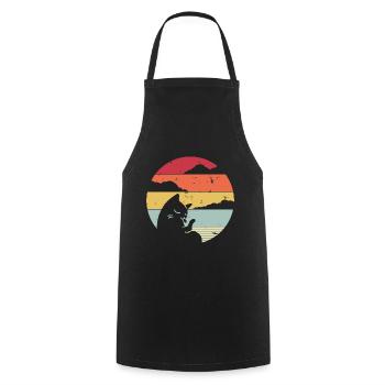 Drôle de chat dans un style rétro - Tablier de cuisine - noir - Devant - AI Model Male 185 dark (185cm)