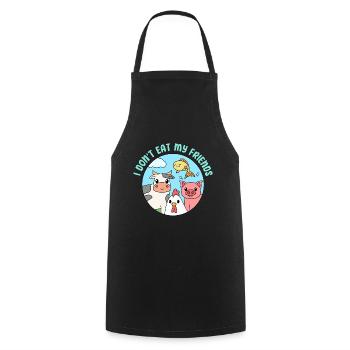 Friends Fisch Huhn Schwein Design für Veganer - Kochschürze - Schwarz - Vorne - AI Model Male 185 dark (185cm)