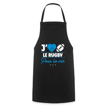 Rugby pour la vie – Passion du terrain - Tablier de cuisine - noir - Devant - AI Model Male 185 dark (185cm)