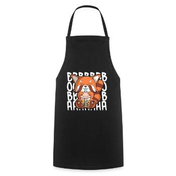 Funny boba red panda kawaii bubble tea - Cooking Apron - black - Front - AI Model Male 185 dark (185cm)