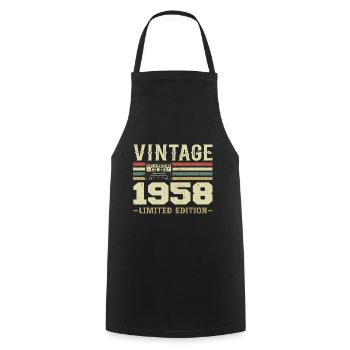 Vintage 1958 Retro 1958 Birthday Gift - Cooking Apron - black - Front - AI Model Male 185 dark (185cm)